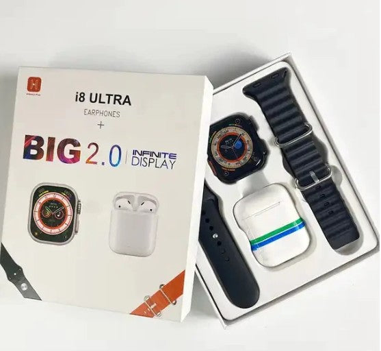 Combo Smartwatch I8 Ultra Max 2 en 1 con Audífonos Bluetooth