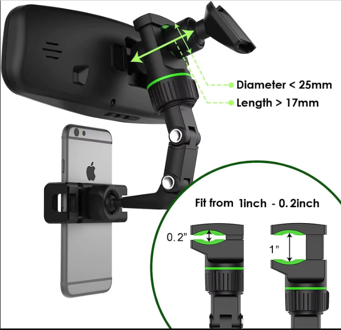 Soporte Celular para Espejo Retrovisor | Rotación 360° Universal