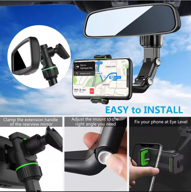 Soporte Celular para Espejo Retrovisor | Rotación 360° Universal